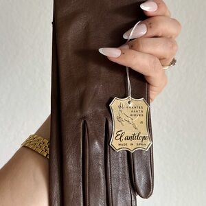 El Antilope Brown Leather Gloves